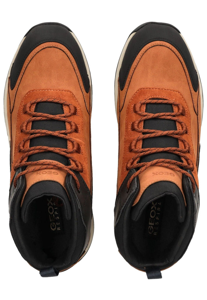 Geox Stiefelette Lederimitat/Textil Braun/Schwarz Warmfutter