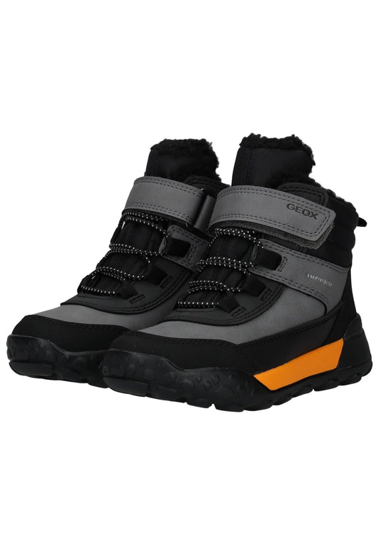 Geox Stiefelette Lederimitat/Textil Grau/Orange Warmfutter