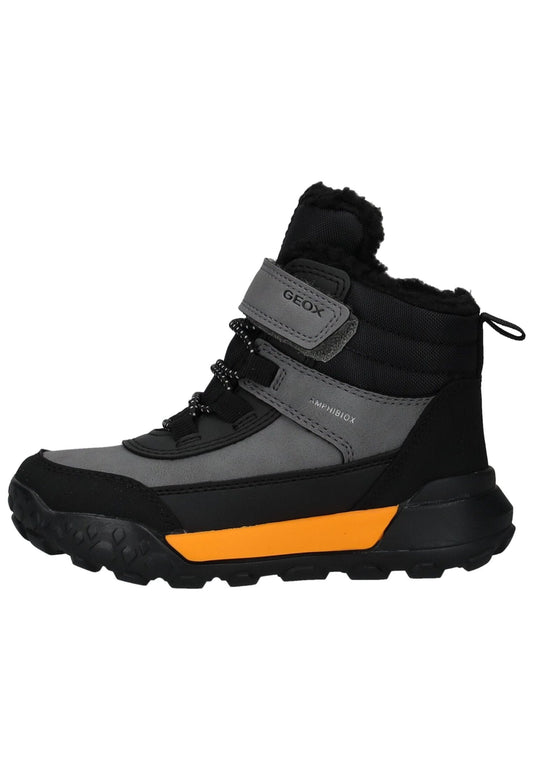 Geox Stiefelette Lederimitat/Textil Grau/Orange Warmfutter