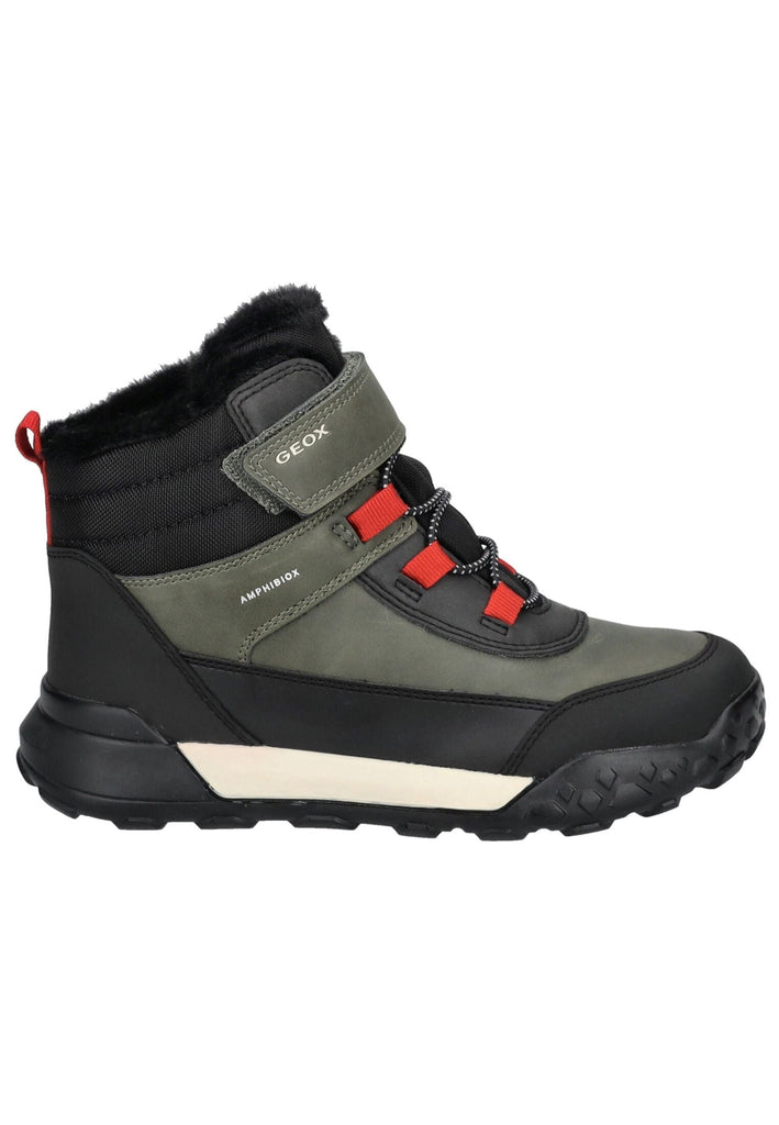 Geox Stiefelette Lederimitat/Textil Grün/Schwarz Warmfutter