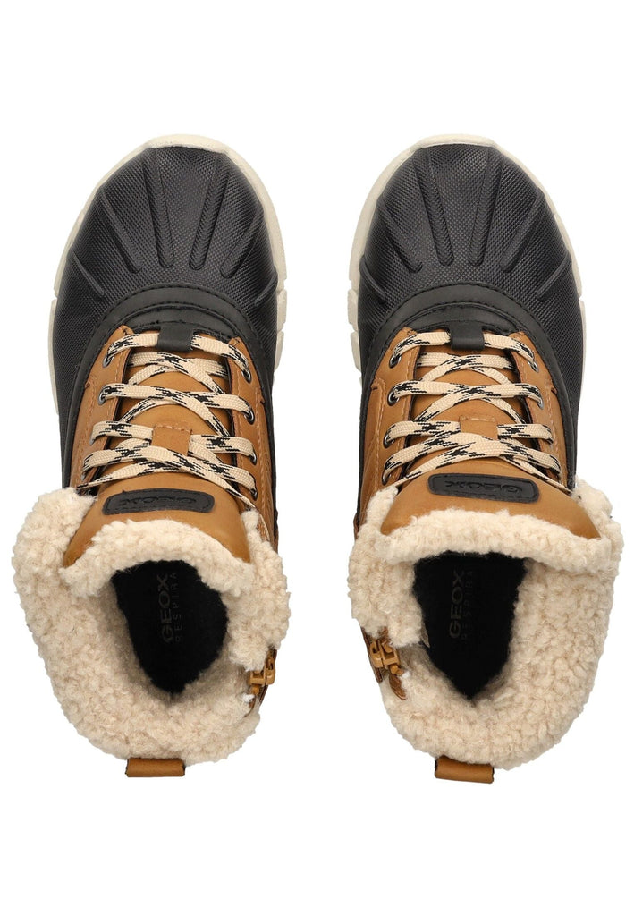 Geox Stiefelette Lederimitat/Textil Schwarz/Gelb Warmfutter