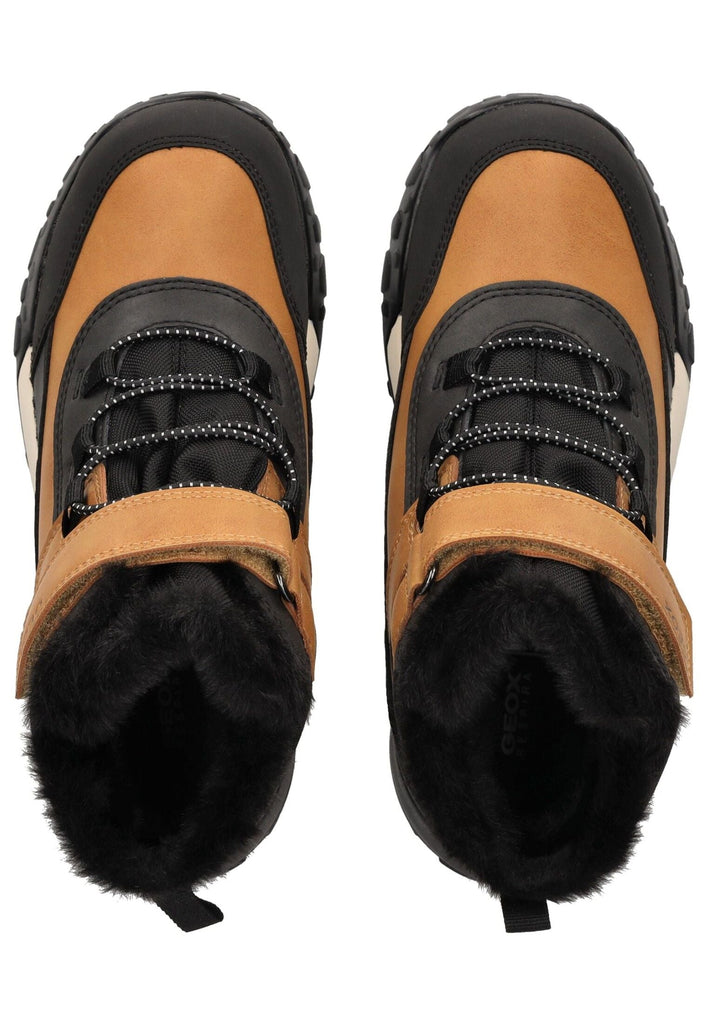 Geox Stiefelette Lederimitat/Textil Schwarz/Gelb Warmfutter