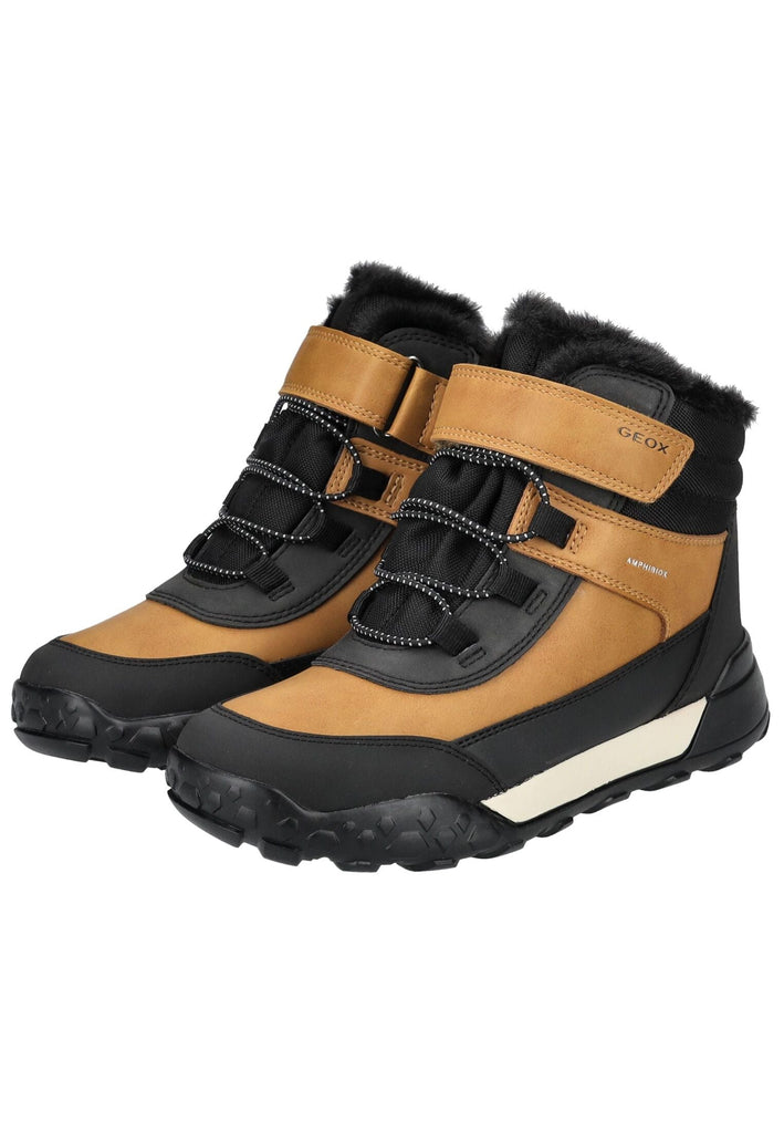 Geox Stiefelette Lederimitat/Textil Schwarz/Gelb Warmfutter