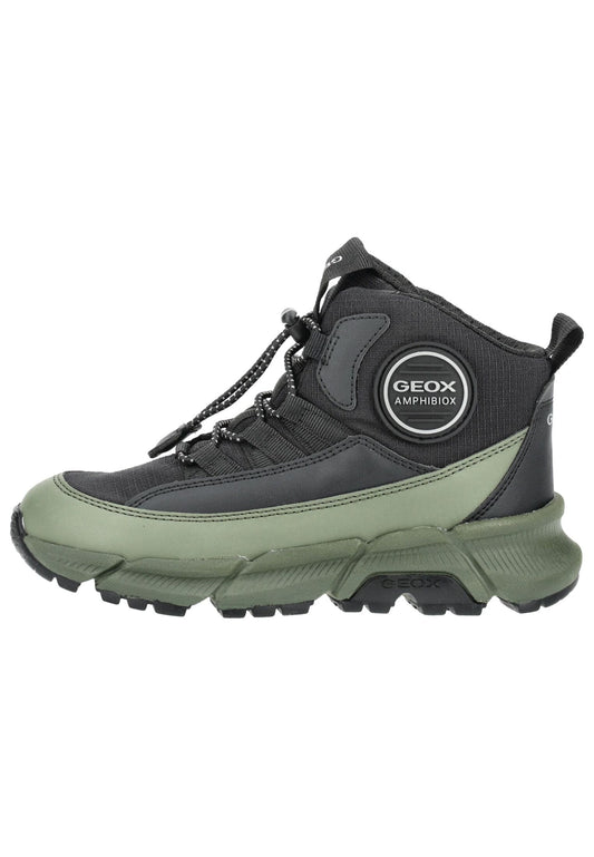 Geox Stiefelette Lederimitat/Textil Schwarz/Grün