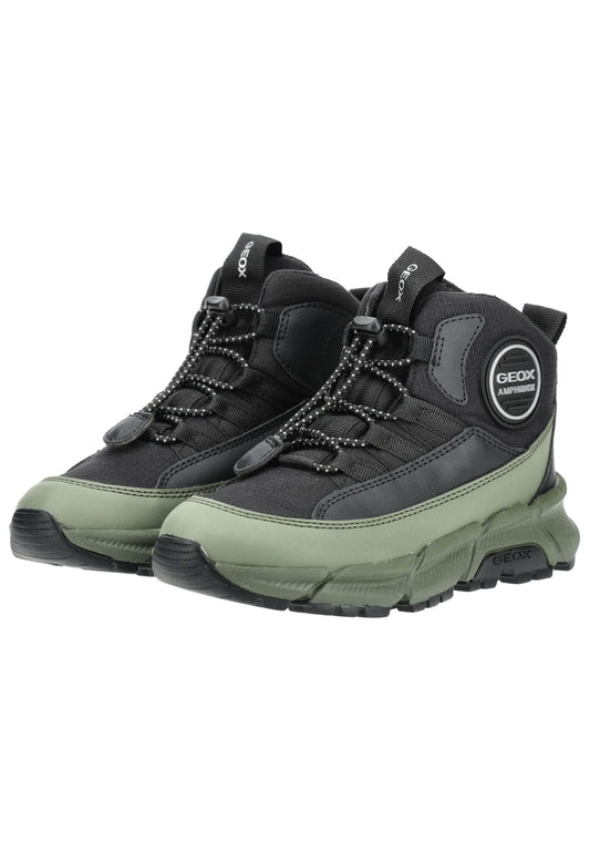 Geox Stiefelette Lederimitat/Textil Schwarz/Grün