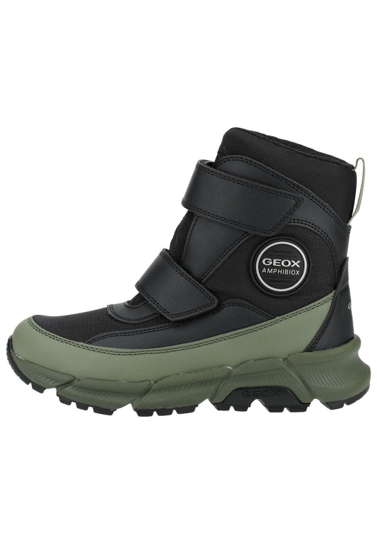 Geox Stiefelette Lederimitat/Textil Schwarz/Grün Warmfutter