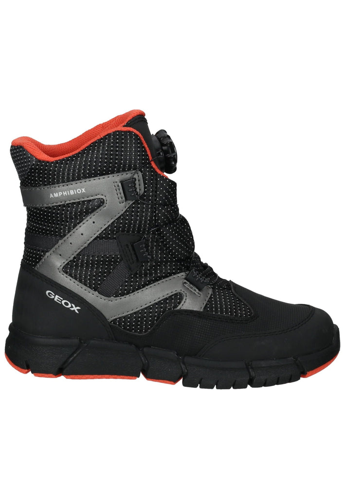 Geox Stiefelette Lederimitat/Textil Schwarz/Orange Warmfutter