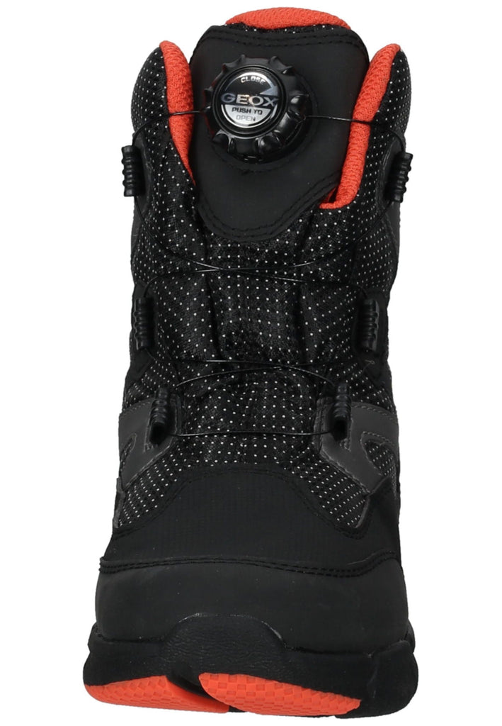 Geox Stiefelette Lederimitat/Textil Schwarz/Orange Warmfutter