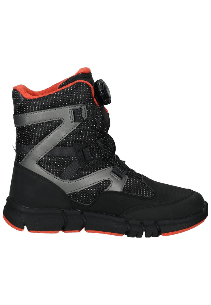 Geox Stiefelette Lederimitat/Textil Schwarz/Orange Warmfutter