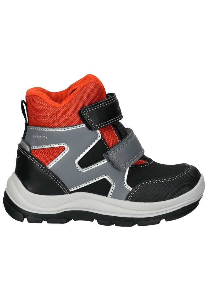 Geox Stiefelette Lederimitat/Textil Schwarz/Orange Warmfutter