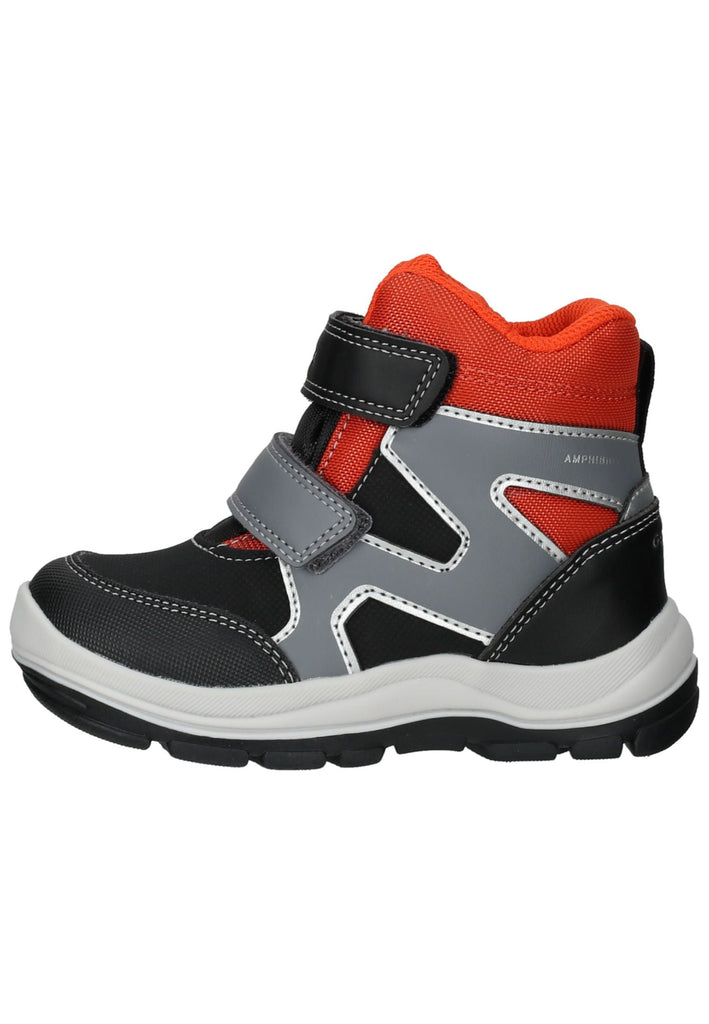 Geox Stiefelette Lederimitat/Textil Schwarz/Orange Warmfutter