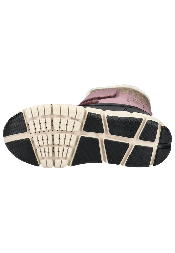 Geox Stiefelette Lederimitat/Textil Schwarz/Rosa Warmfutter