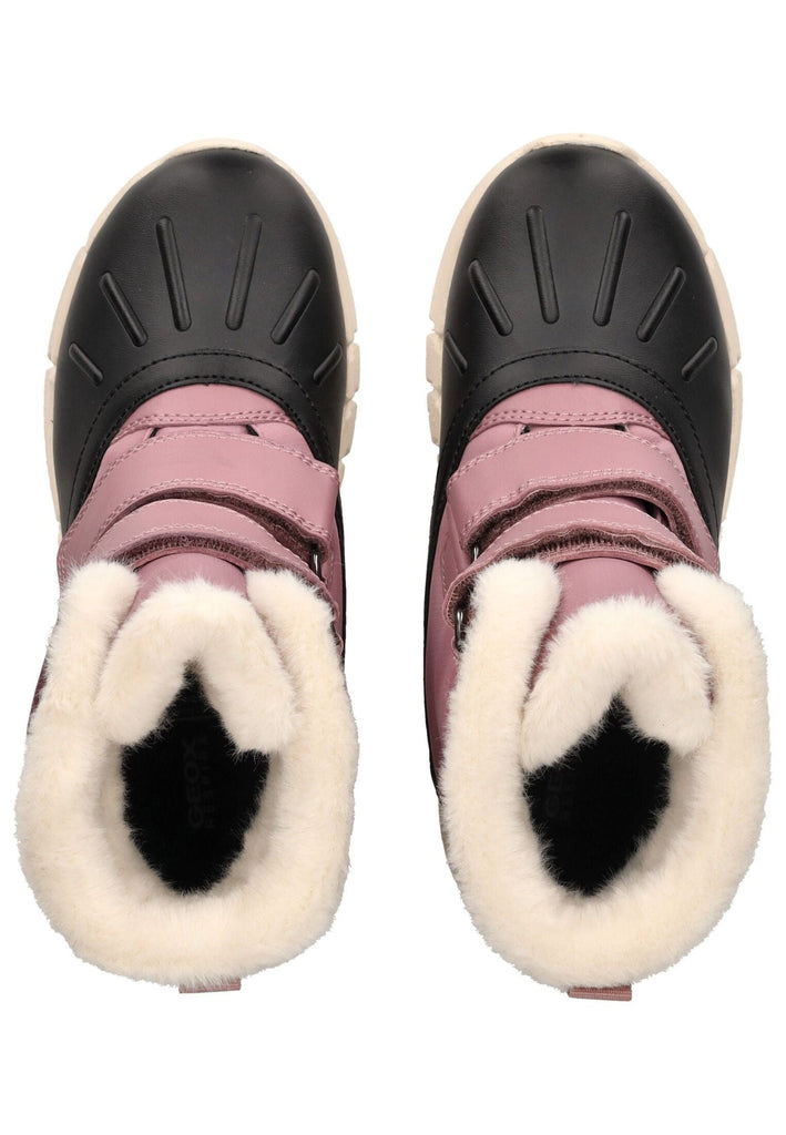 Geox Stiefelette Lederimitat/Textil Schwarz/Rosa Warmfutter