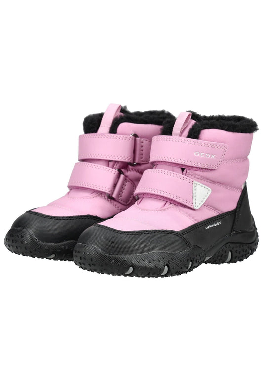Geox Stiefelette Lederimitat/Textil Schwarz/Rosa Warmfutter