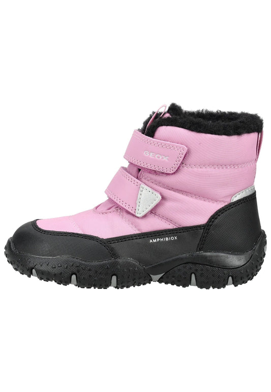 Geox Stiefelette Lederimitat/Textil Schwarz/Rosa Warmfutter