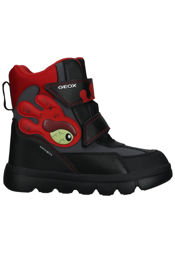 Geox Stiefelette Lederimitat/Textil Schwarz/Rot