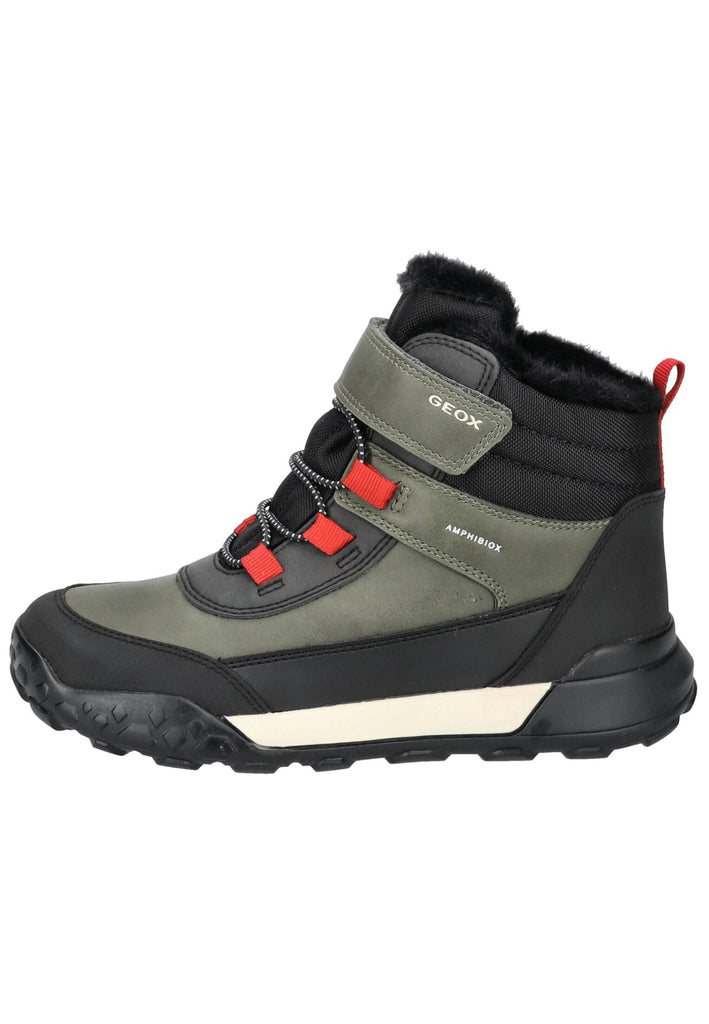 Stiefeletten Geox Stiefelette Lederimitat/Textil Grün/Schwarz Warmfutter