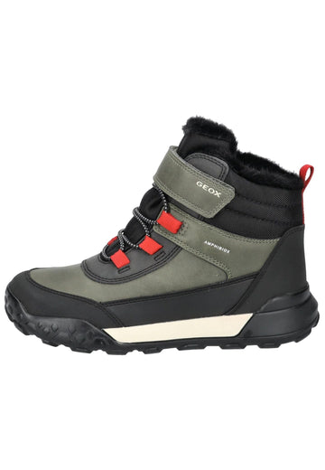 Stiefeletten Geox Stiefelette Lederimitat/Textil Grün/Schwarz Warmfutter