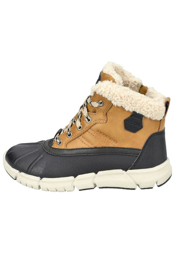 Stiefeletten Geox Stiefelette Lederimitat/Textil Schwarz/Gelb Warmfutter