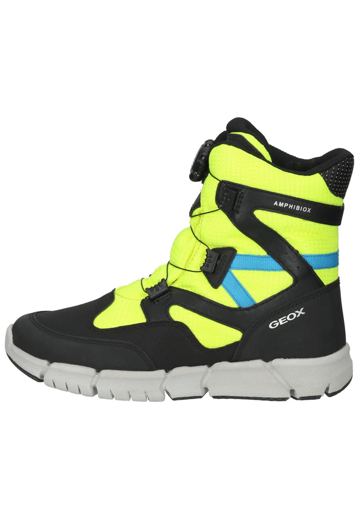 Stiefeletten Geox Stiefelette Lederimitat/Textil Schwarz/Gelb Warmfutter