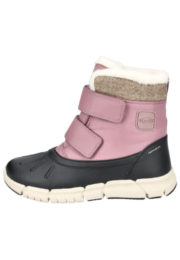 Stiefeletten Geox Stiefelette Lederimitat/Textil Schwarz/Rosa Warmfutter