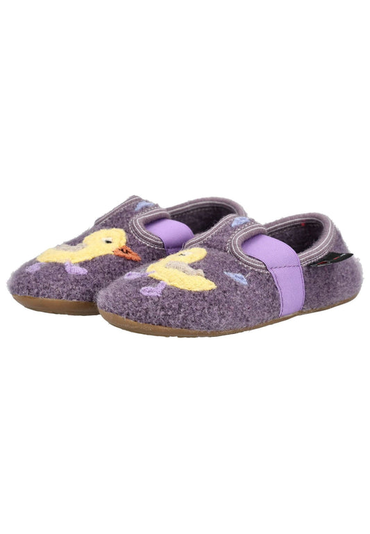 Haflinger Hausschuhe Wolle Aubergine