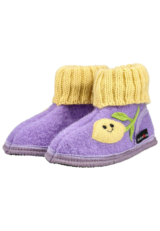 Haflinger Hausschuhe Wolle Violett