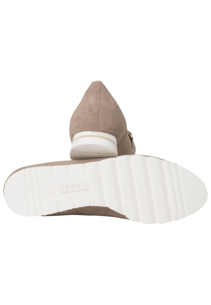 HASSIA Slipper Veloursleder Hellbraun