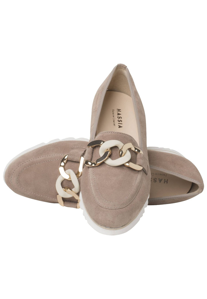 HASSIA Slipper Veloursleder Hellbraun