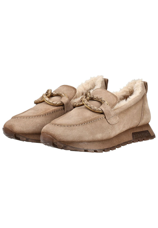 HISPANITAS Slipper Veloursleder Taupe Warmfutter