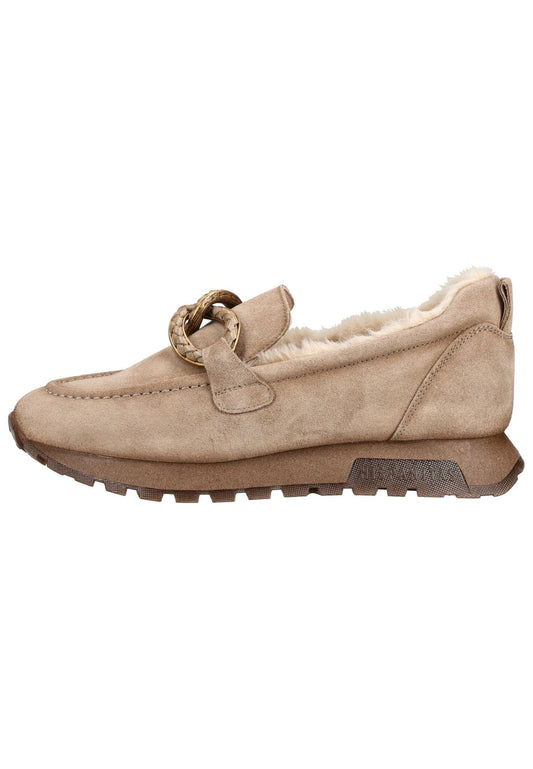 HISPANITAS Slipper Veloursleder Taupe Warmfutter