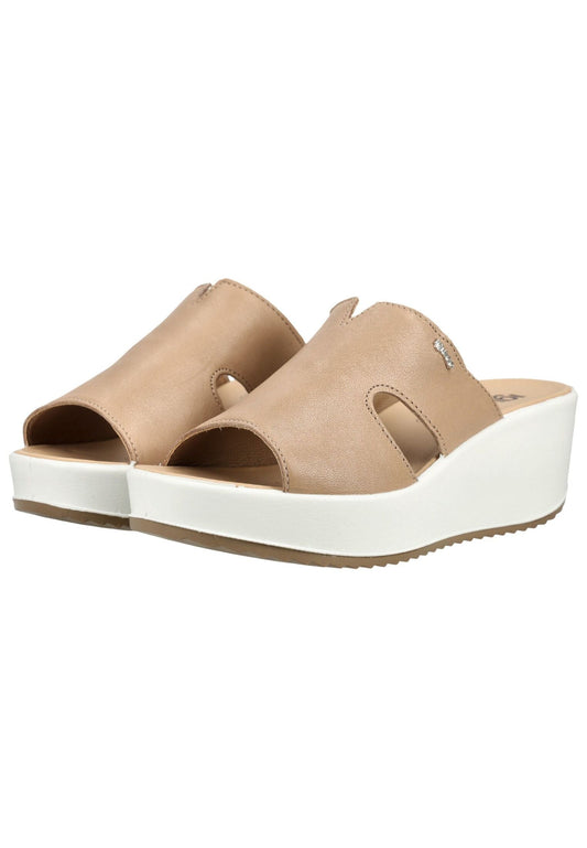 IGI&CO Pantoletten Leder Beige/Weiß