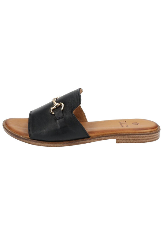 ILC Pantoletten Leder Schwarz