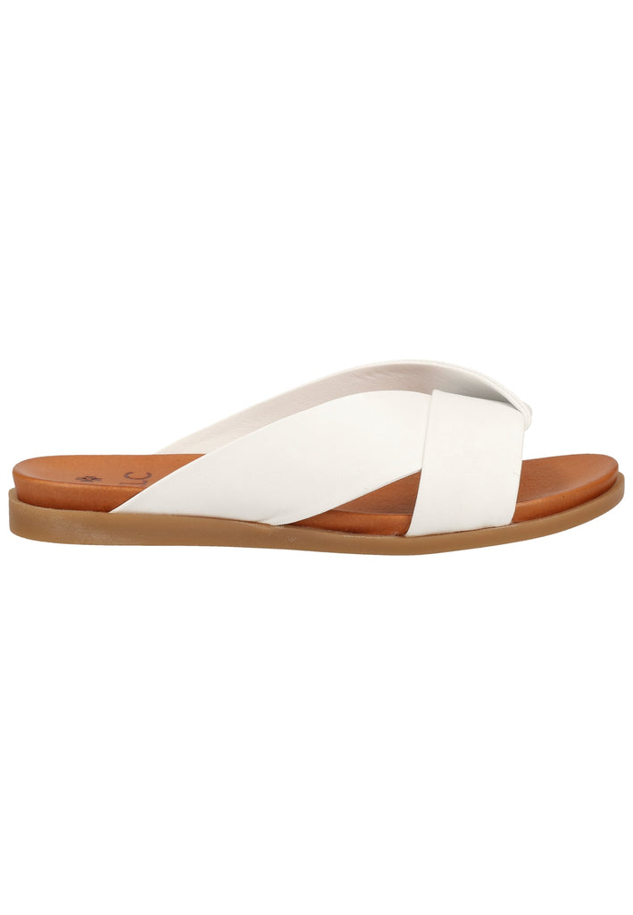 ILC Pantoletten Leder Weiß/Braun