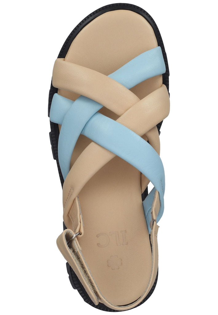 ILC Sandalen Leder Beige/Blau