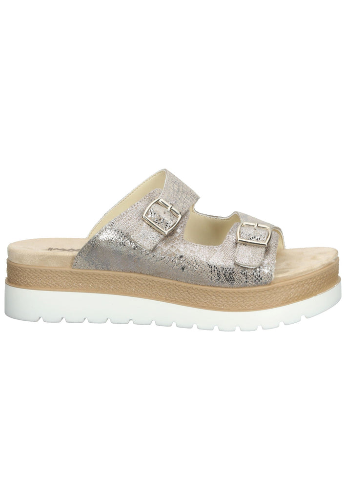 IMAC Pantoletten Leder Beige/Grau