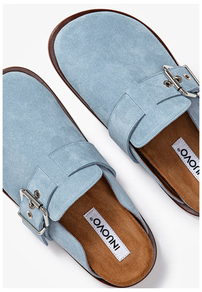 Inuovo Clogs Veloursleder Hellblau