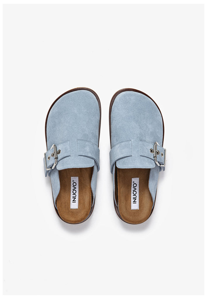 Inuovo Clogs Veloursleder Hellblau