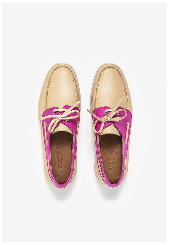 Inuovo Halbschuhe Leder Beige/Rot