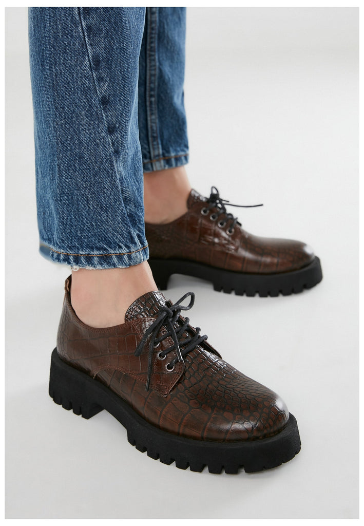 Inuovo Halbschuhe Leder Dunkelbraun