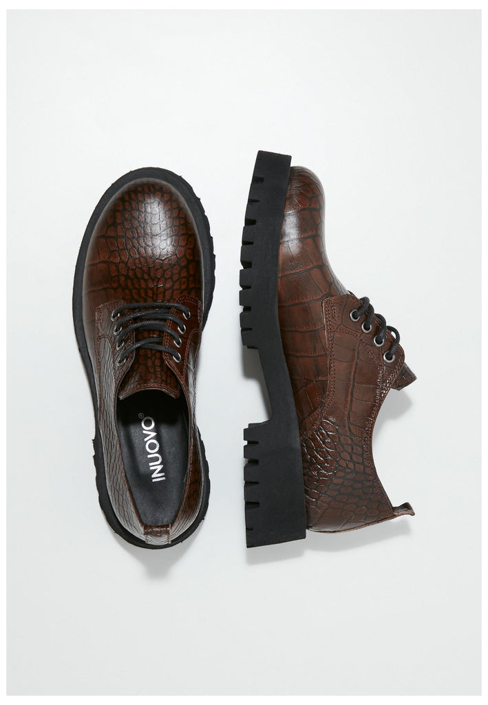 Inuovo Halbschuhe Leder Dunkelbraun