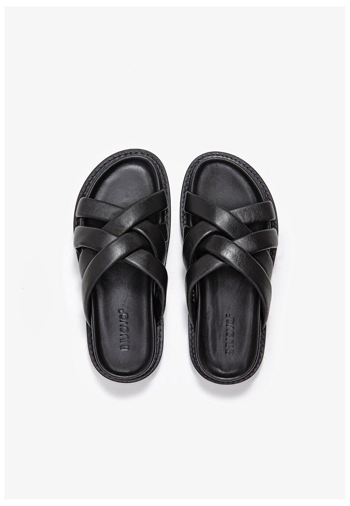 Inuovo Pantoletten Glattleder Schwarz