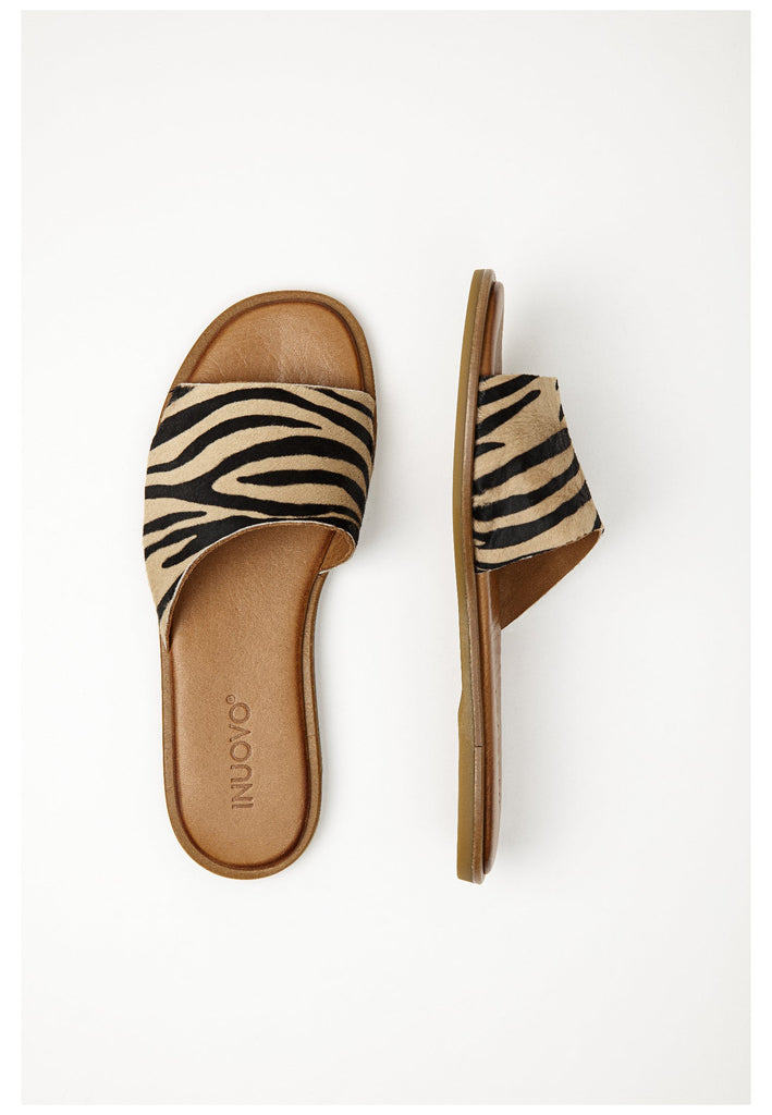 Inuovo Pantoletten Leder Beige/Schwarz