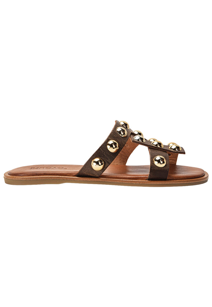 Inuovo Pantoletten Leder Dunkelbraun