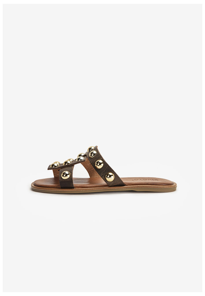 Inuovo Pantoletten Leder Dunkelbraun