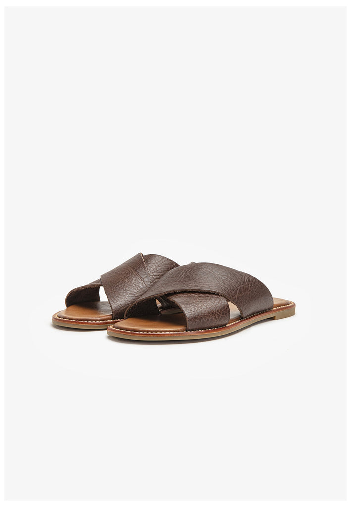 Inuovo Pantoletten Leder Dunkelbraun