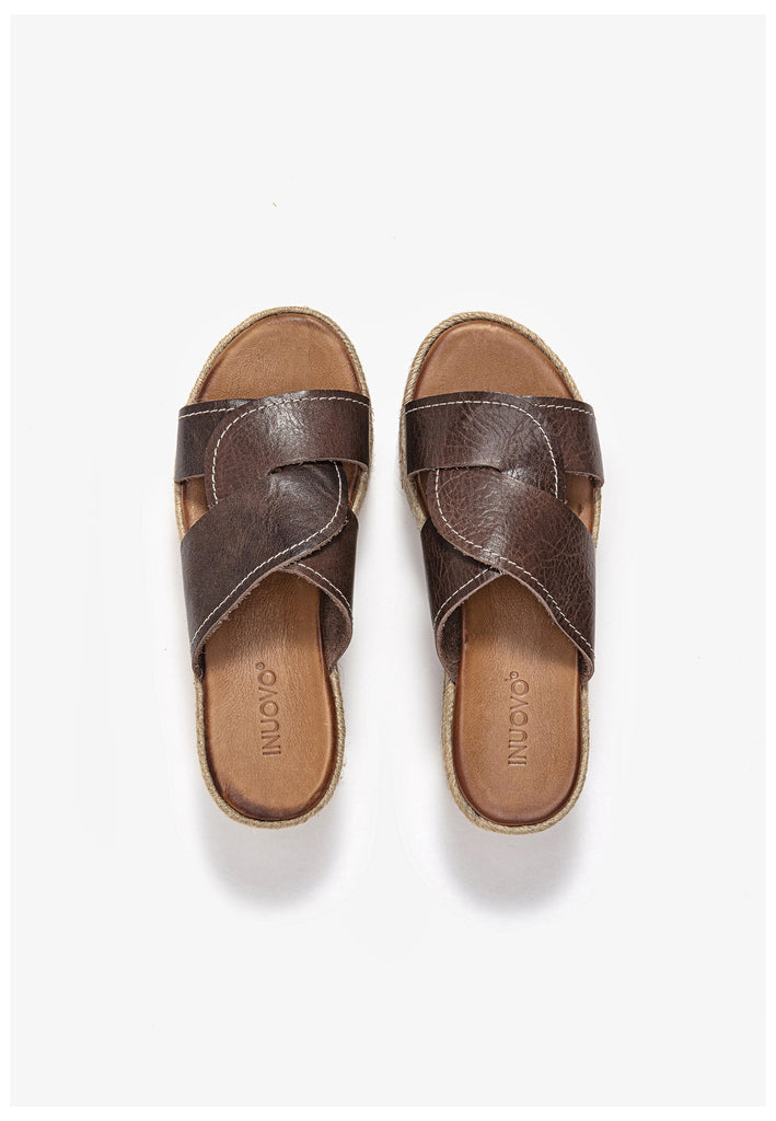 Inuovo Pantoletten Leder Dunkelbraun