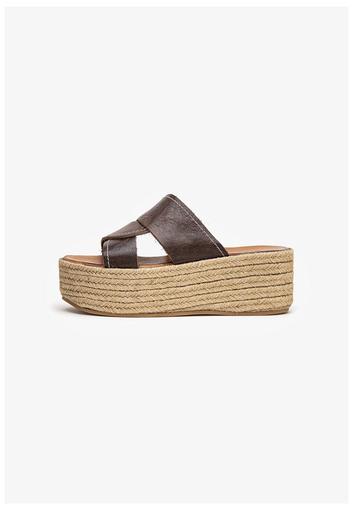 Inuovo Pantoletten Leder Dunkelbraun