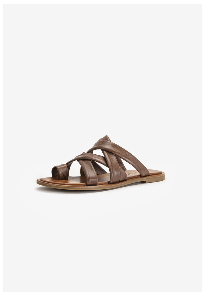 Inuovo Pantoletten Leder Dunkelbraun