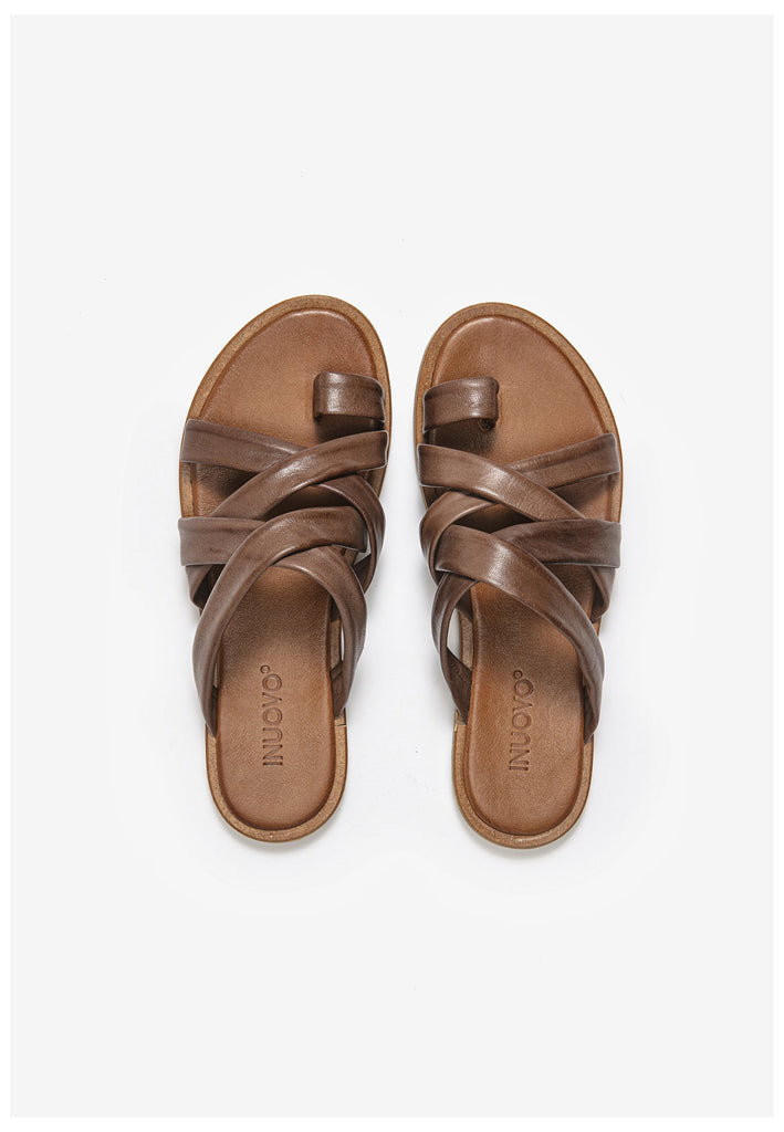 Inuovo Pantoletten Leder Dunkelbraun